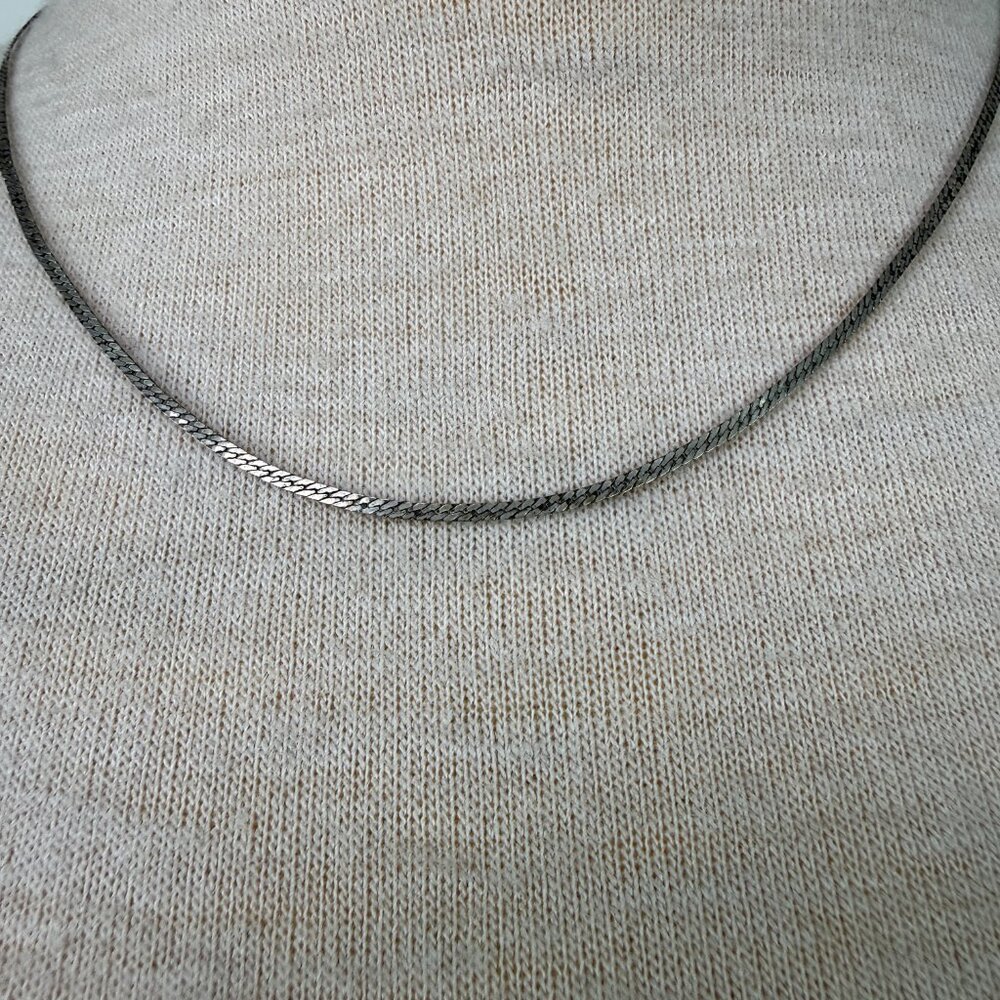 Vintage Sterling Silver Herringbone Chain Necklace 19" - Picture 2 of 7
